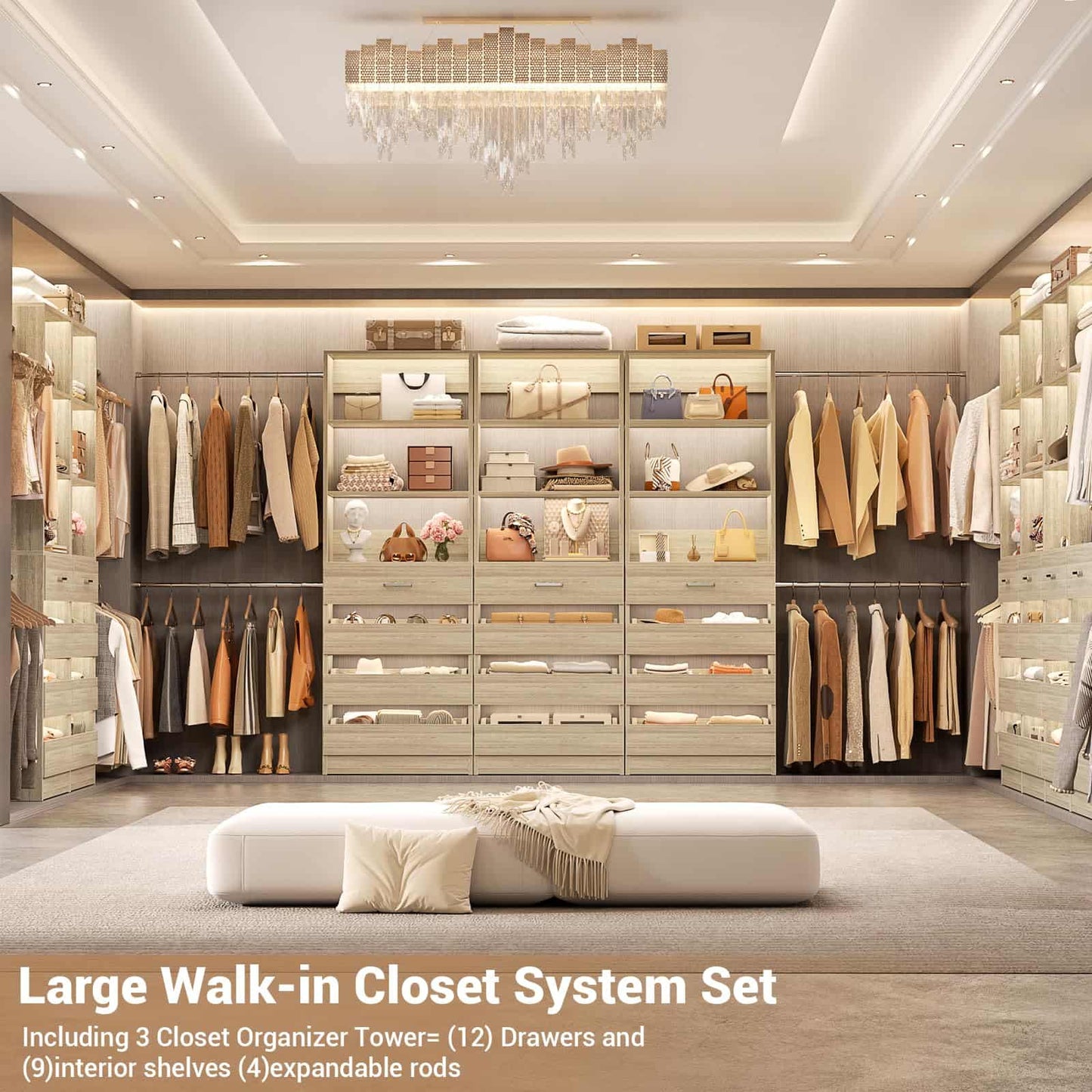 12-Drawer Customizable L-Shaped Closet System