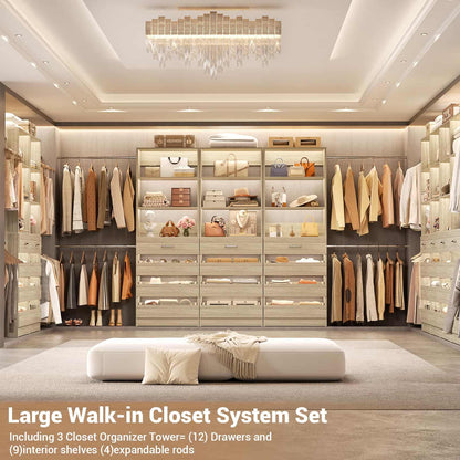 12-Drawer Customizable L-Shaped Closet System