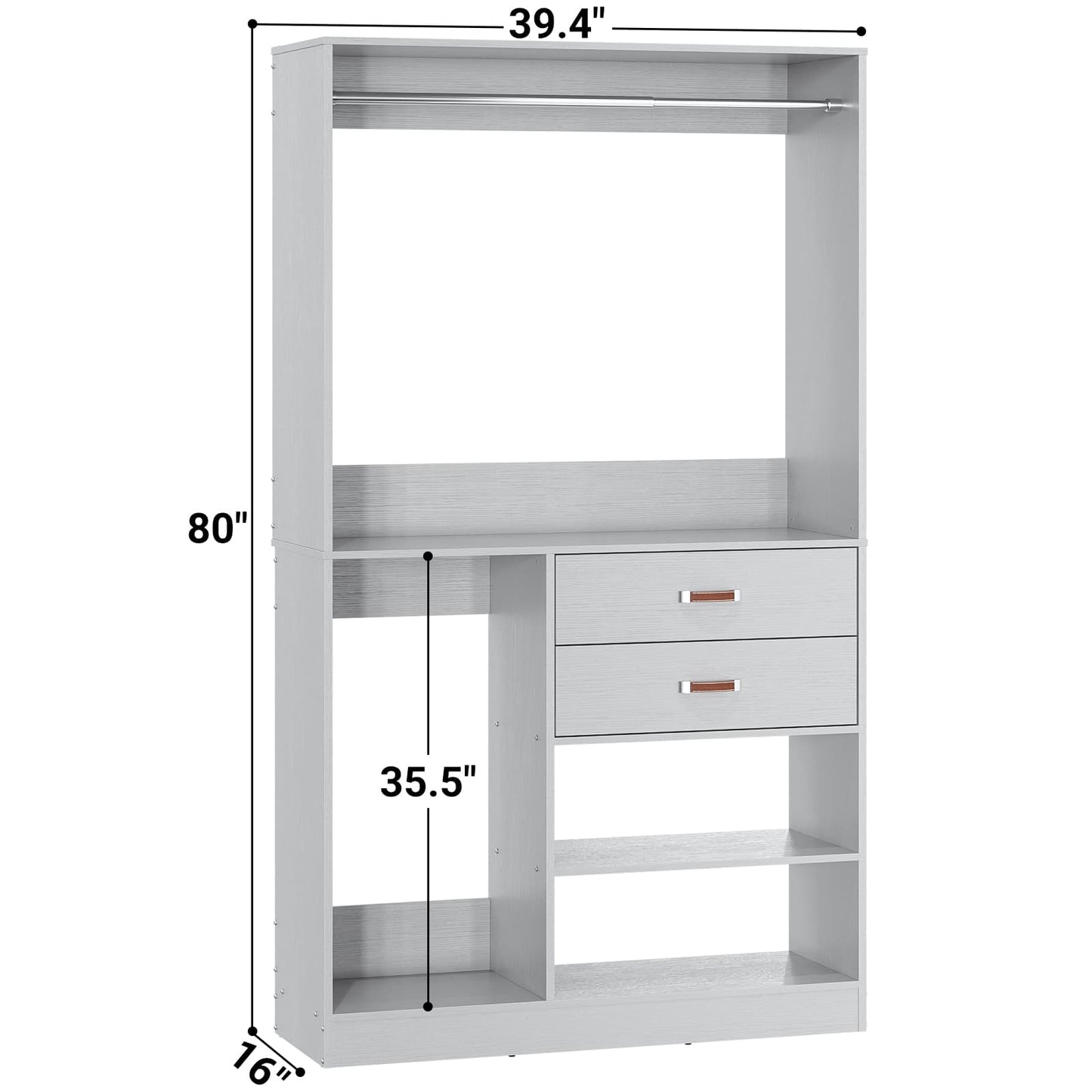 40 Inches Freestanding Closet System with Suitcase Storage