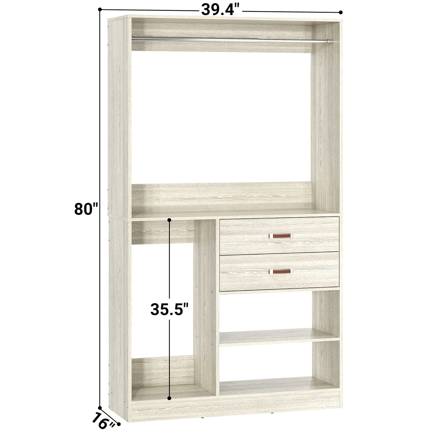 40 Inches Freestanding Closet System with Suitcase Storage