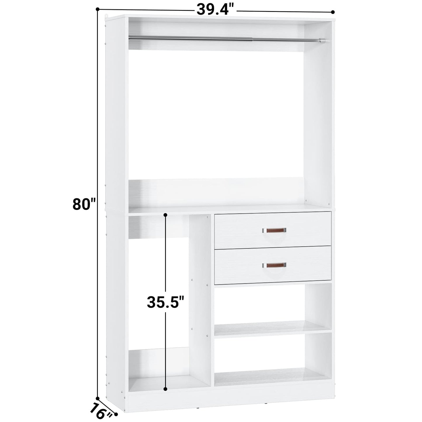 40 Inches Freestanding Closet System with Suitcase Storage