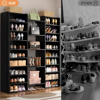 14-Tier Shoe Organizer - Holds 46+ Pairs, 22-Cubby Space-Saving Shoe Cabinet for Entryway, Hallway, Bedroom