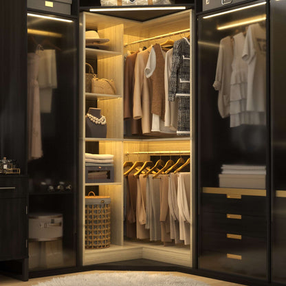 36" Corner Closet System - 2 Rods, Hutches, and 5 Shelves for Versatile Storage, Sturdy and Durable Design Armoire Closet Organizer