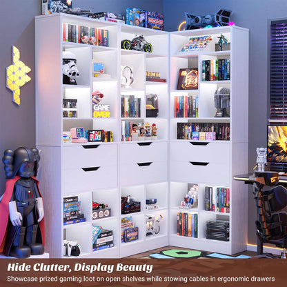 Tall Closet Organizer with 2 Drawers, 79.7" Narrow Freestanding Storage Cabinet, Space-Saving Wood Garment Organizer for Bedroom, Entryway