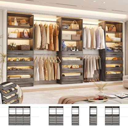 12-Drawer Customizable L-Shaped Closet System