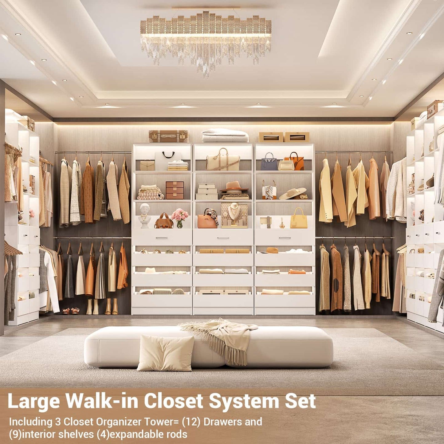 12-Drawer Customizable L-Shaped Closet System