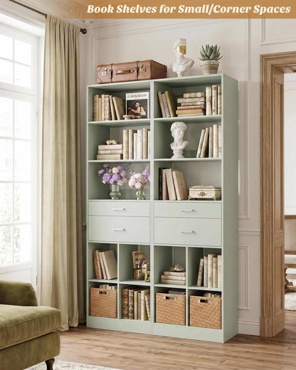 Tall Vertical Closet System, 18.9" Width Freestanding Wardrobe Storage Unit with Adjustable Shelves & Smooth-Glide Drawers