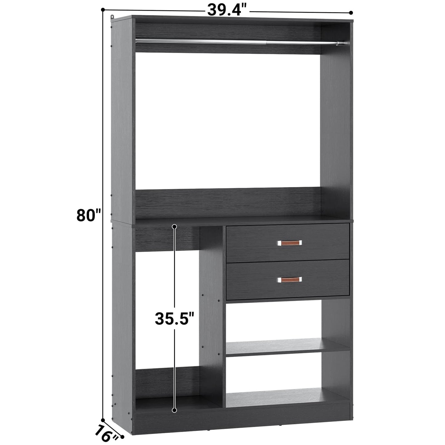 40 Inches Freestanding Closet System with Suitcase Storage