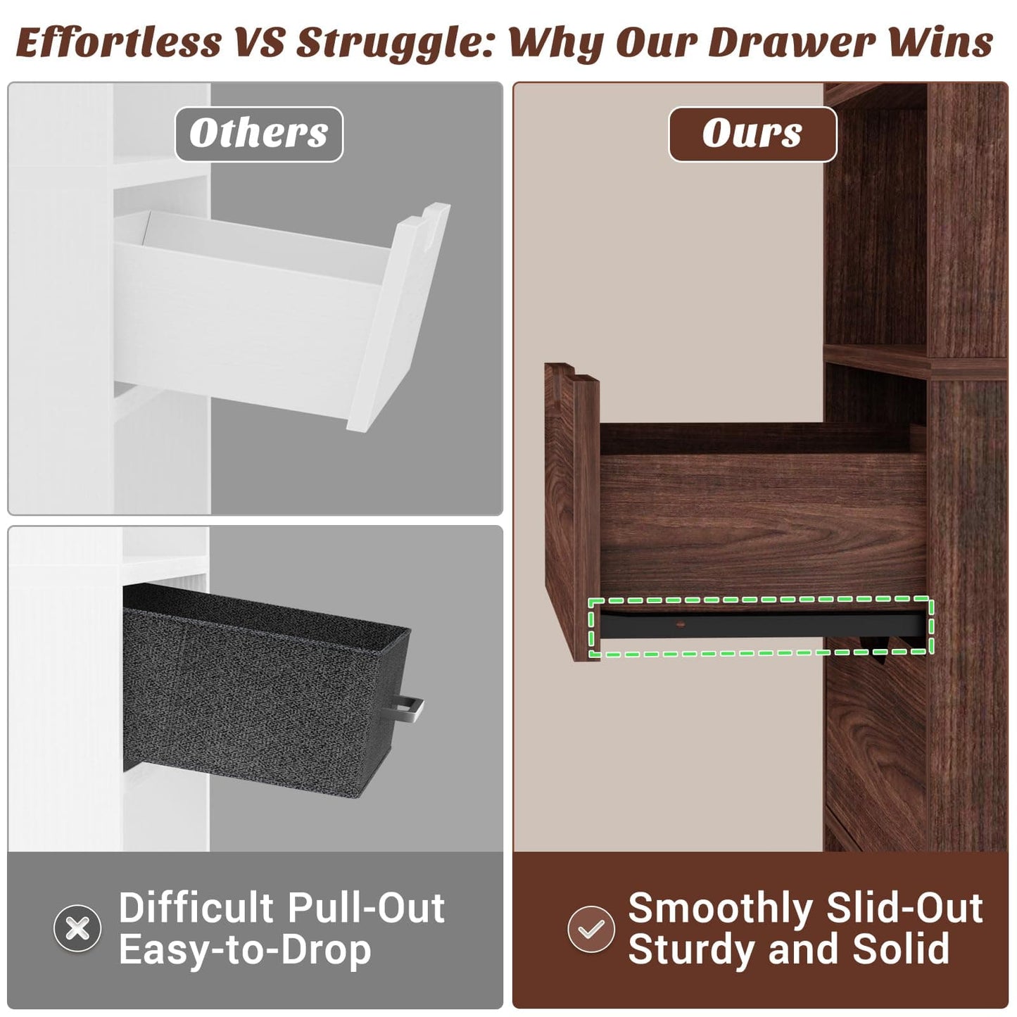 Tall Closet Organizer with 2 Drawers, 79.7" Narrow Freestanding Storage Cabinet, Space-Saving Wood Garment Organizer for Bedroom, Entryway
