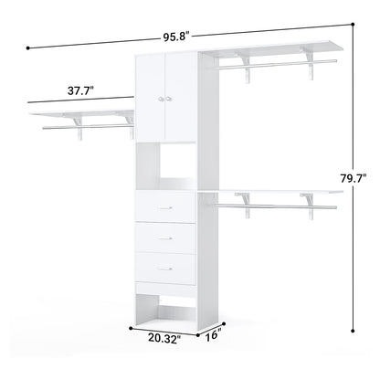 96 '' Closet Organizer System with Wood Drawers and Doors