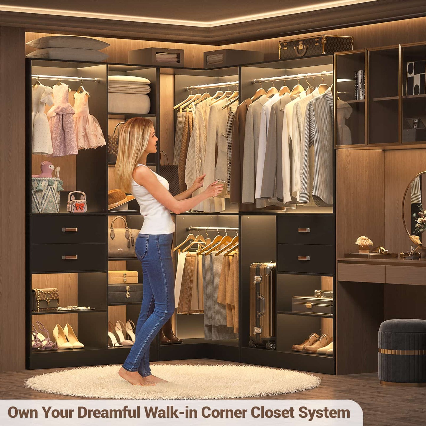 32 Inches Corner Closet System