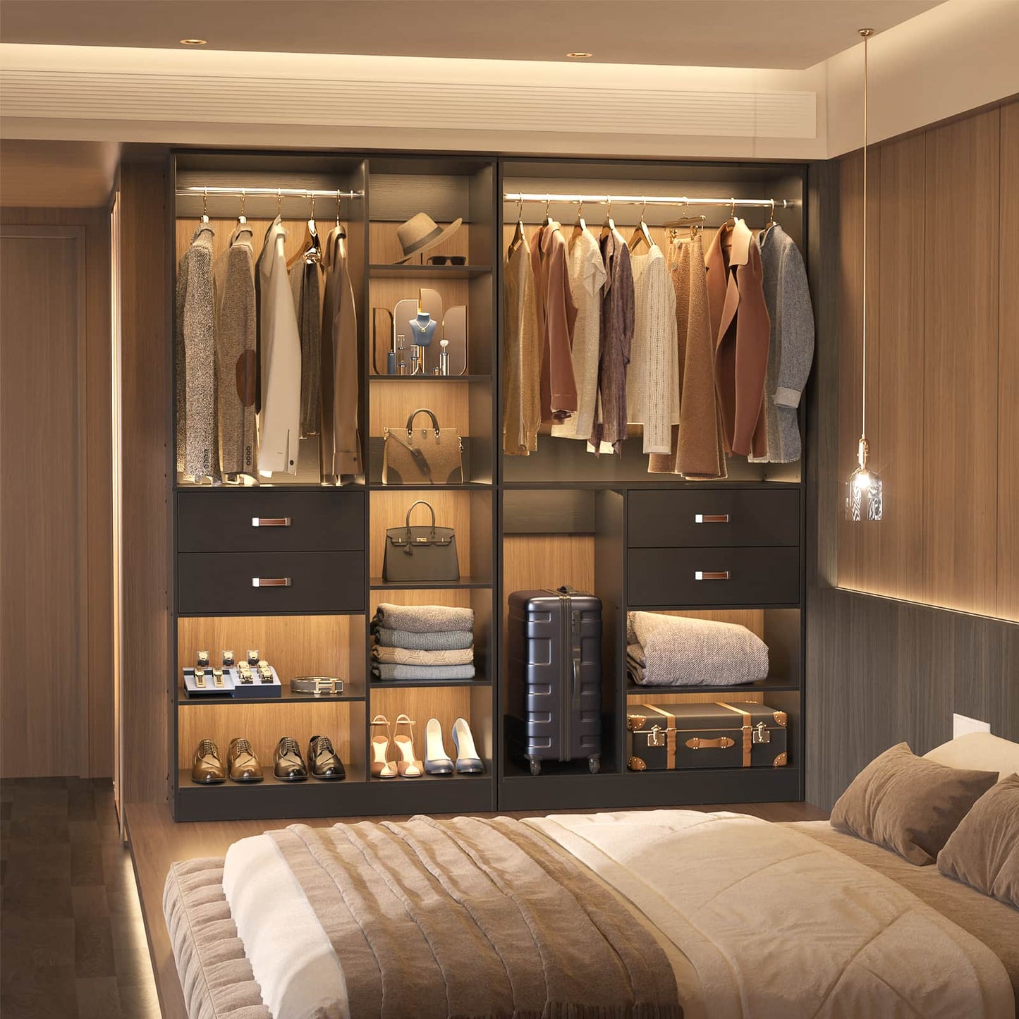 40 Inches Freestanding Closet System with Suitcase Storage