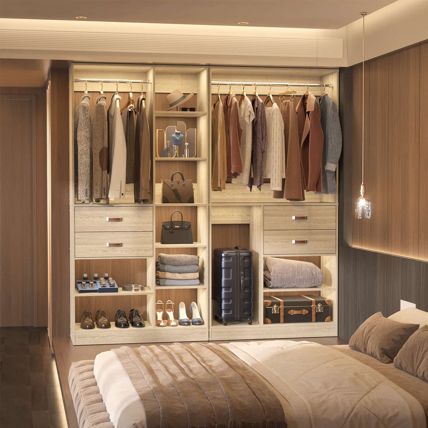 40 Inches Freestanding Closet System with Suitcase Storage