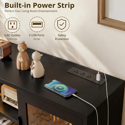 RGB LED TV Stand with Power Outlet, 45" Entertainment Center with 8 Storage Drawers & Cabinets, Vanity Storage Cabinet ,Media Console Fits 30"-55" TVs for Living Room Bedroom
