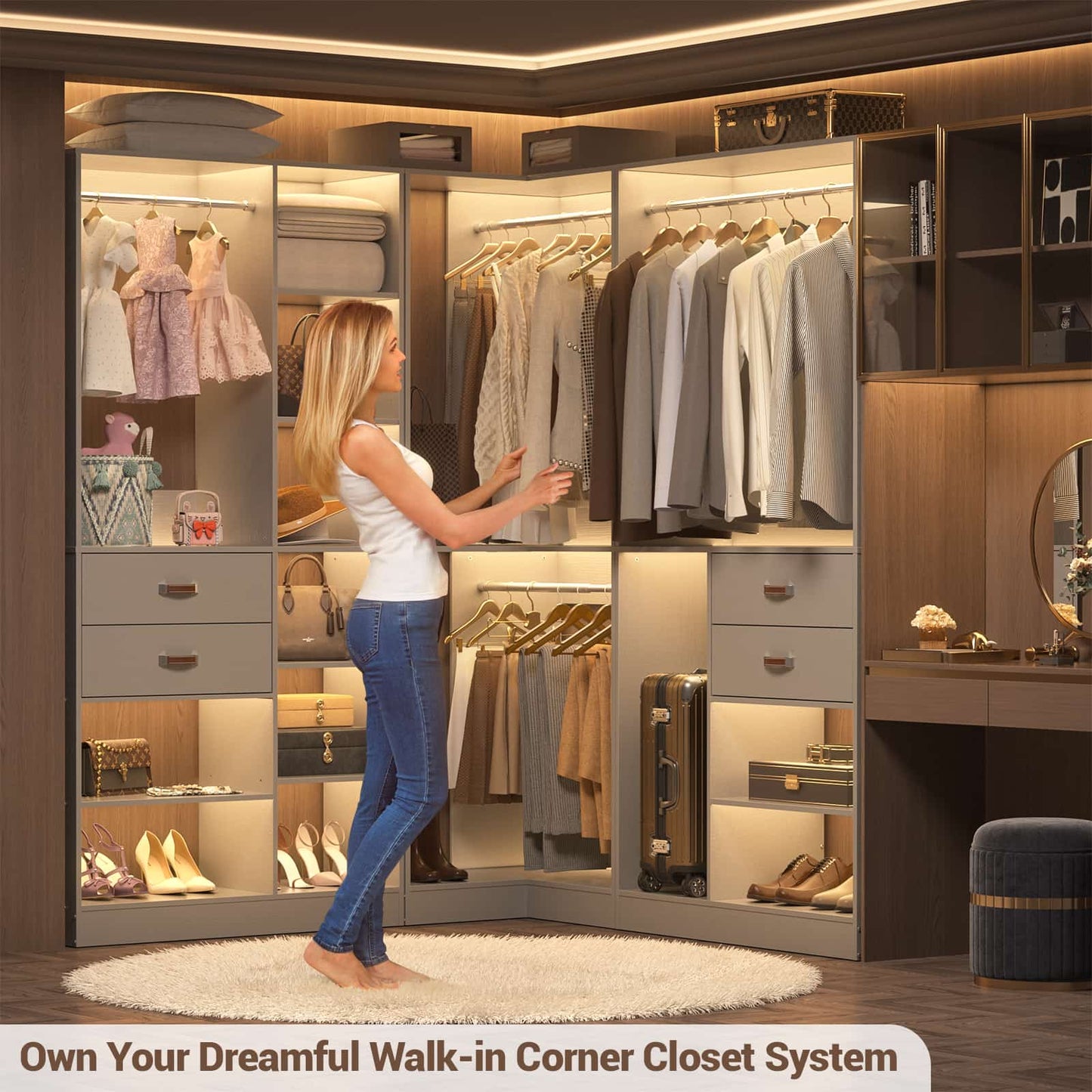 32 Inches Corner Closet System