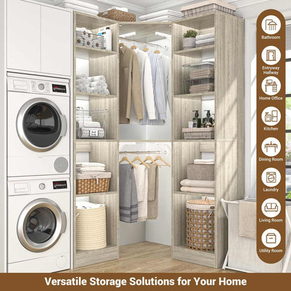 Corner Closet System with 12 Shelves, 40" Large Corner Closet Organizer System with 2 Hanging Rods