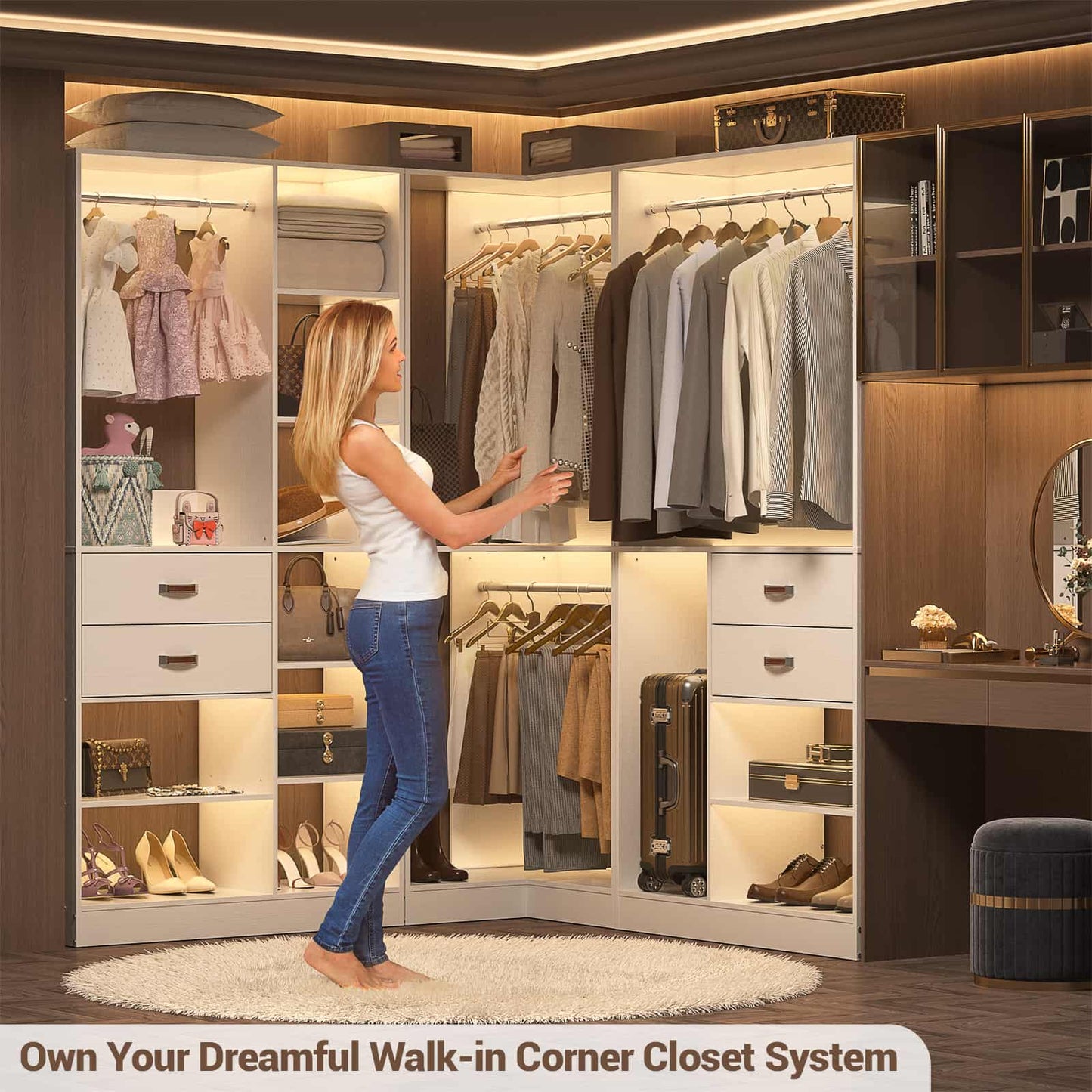32 Inches Corner Closet System