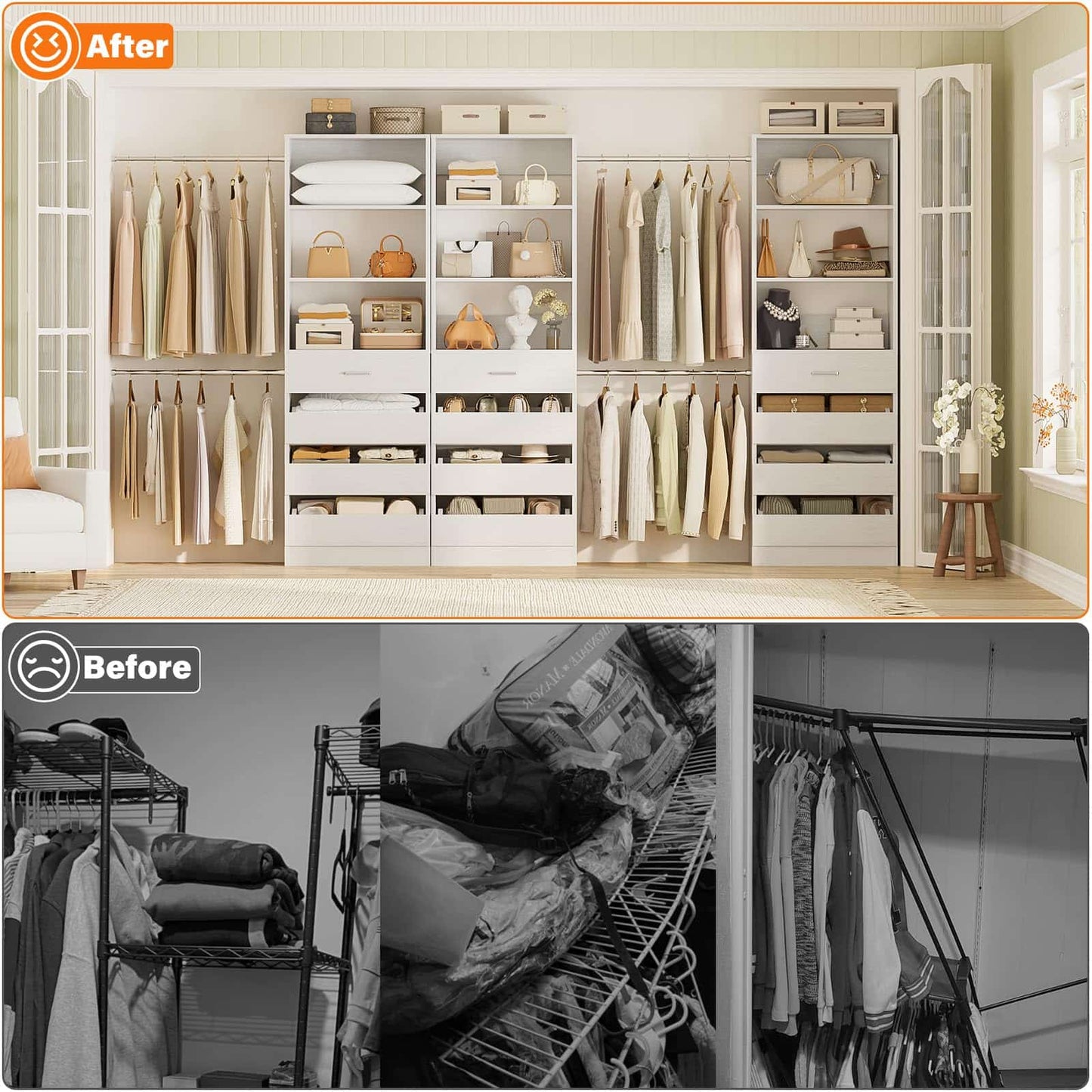 12-Drawer Customizable L-Shaped Closet System