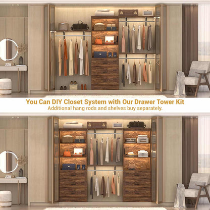 71" Tall Bookcases with 3 Large Drawers & 3 Shelves, Wooden Bookshelf for Living Room Offic