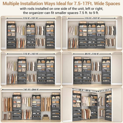 12-Drawer Customizable L-Shaped Closet System