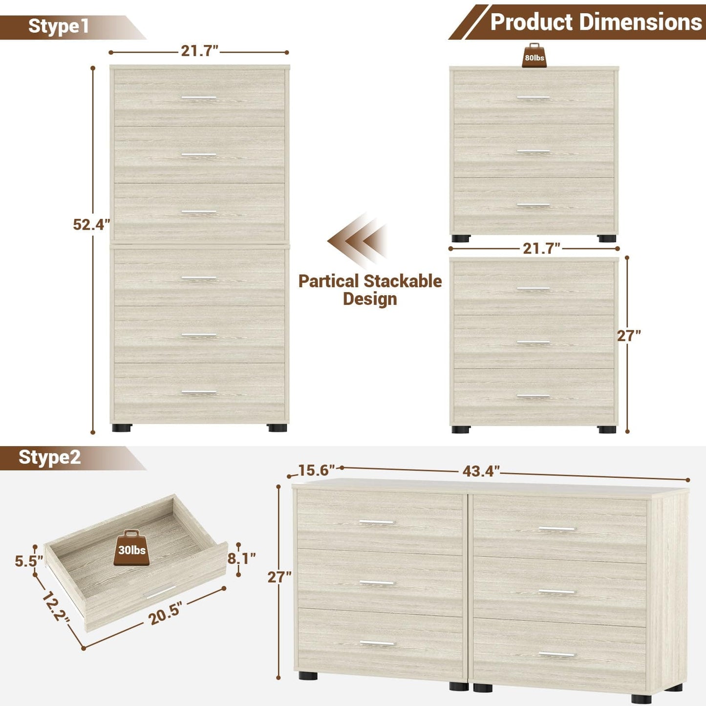 2-Pack Stackable Large Walk-in Closet Drawer System, Heavy-Duty Storage Organizer for Bedroom, Living Room & Closet