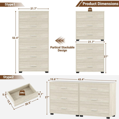 2-Pack Stackable Large Walk-in Closet Drawer System, Heavy-Duty Storage Organizer for Bedroom, Living Room & Closet