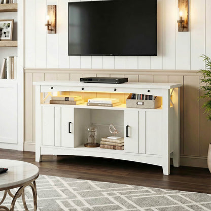 Wine Bar Cabinet with Power Outlets, Liquor Cabinet with LED Lights, and Movable Wooden Wine Rack