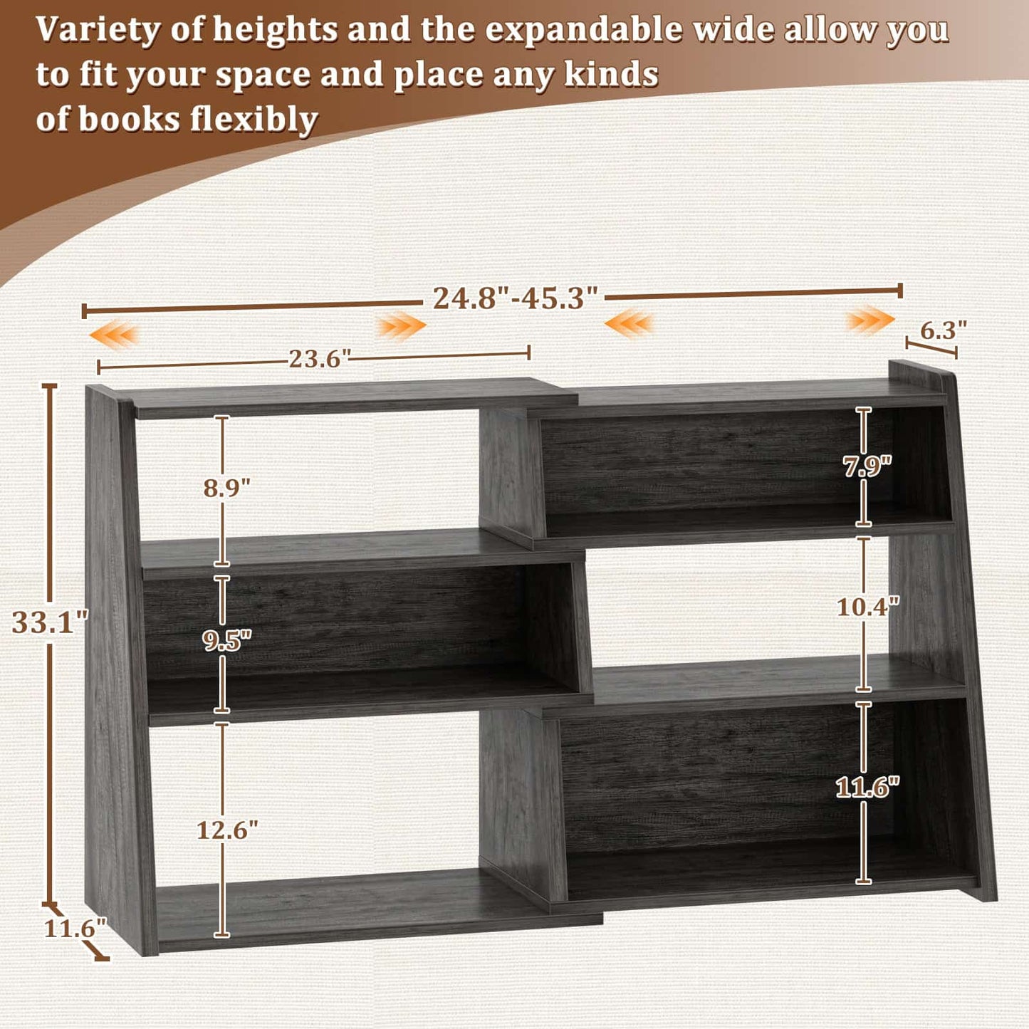 3-Tier Small Extendable Ladder Bookshelf