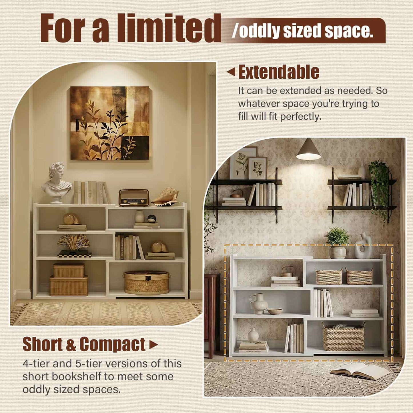 3-Tier Small Extendable Ladder Bookshelf