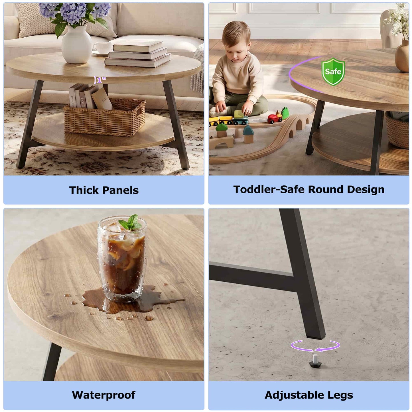 29.5'' 2-Tier Round Coffee Table
