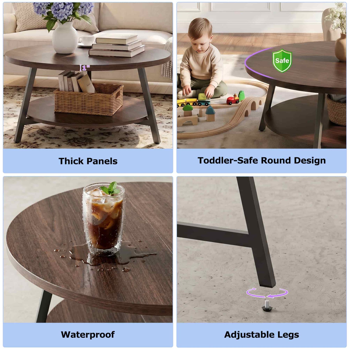 29.5'' 2-Tier Round Coffee Table
