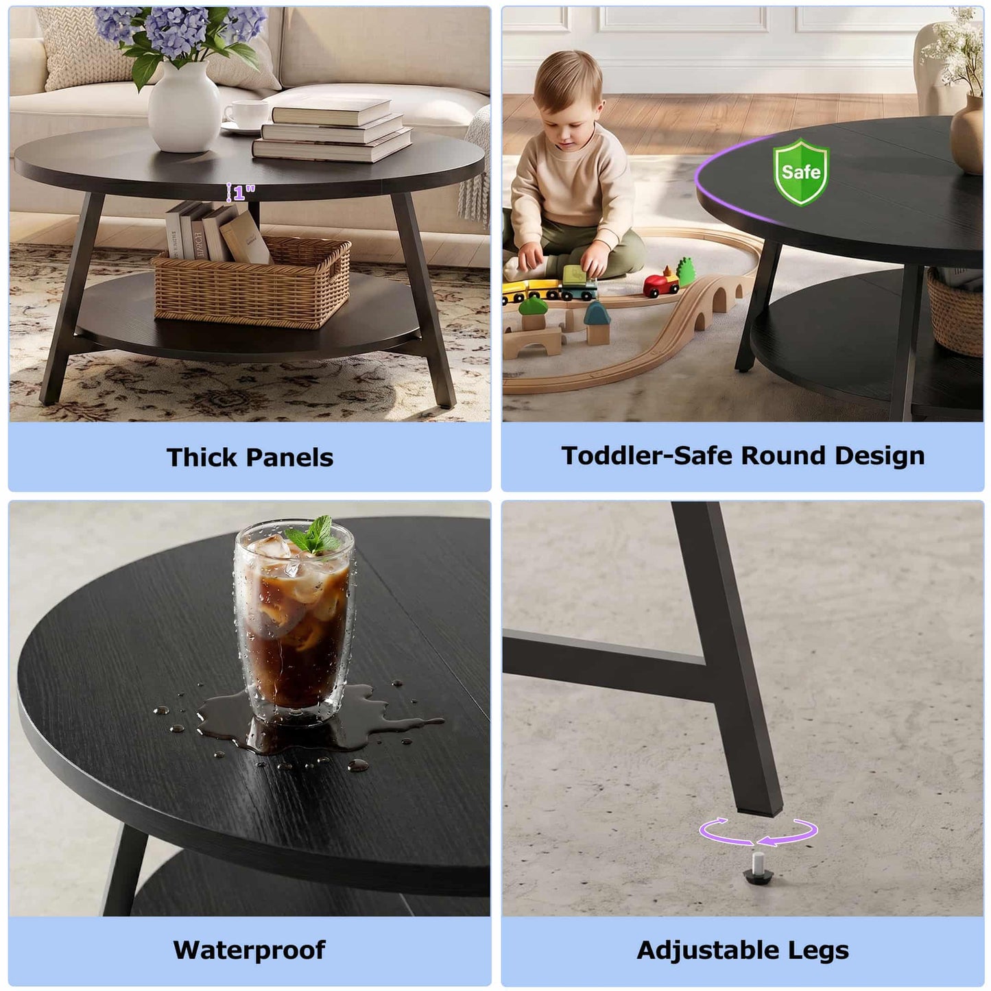 29.5'' 2-Tier Round Coffee Table