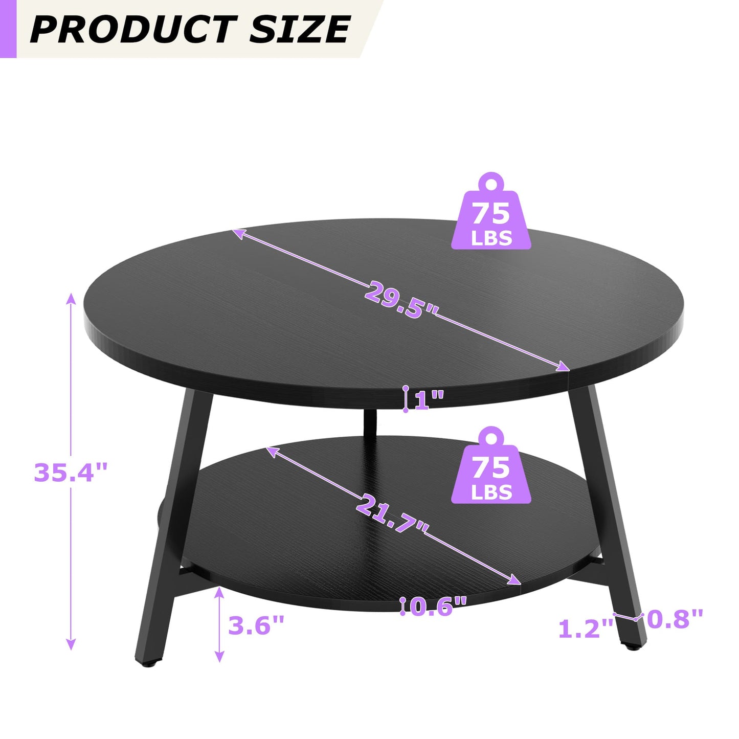 29.5'' 2-Tier Round Coffee Table