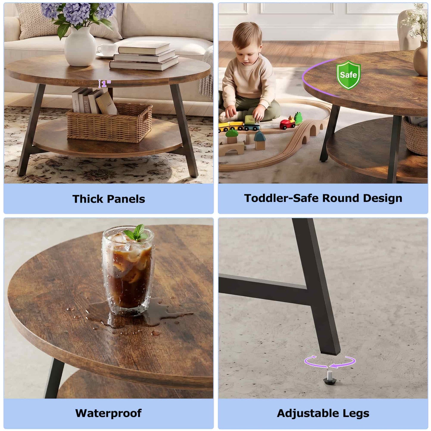 29.5'' 2-Tier Round Coffee Table