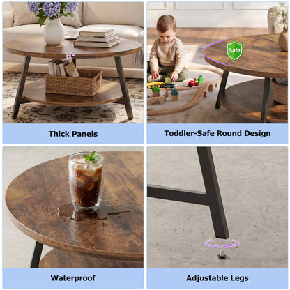 29.5'' 2-Tier Round Coffee Table