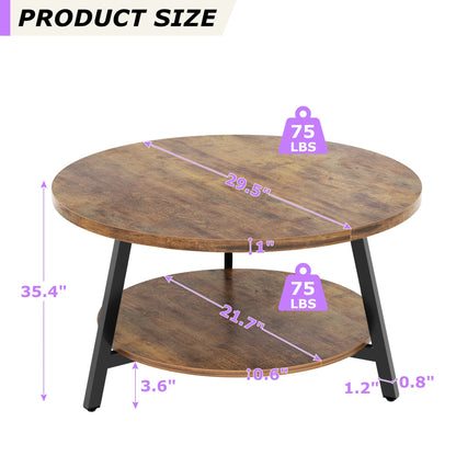 29.5'' 2-Tier Round Coffee Table