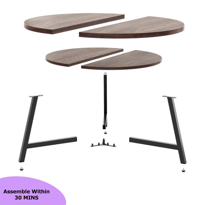 35.4'' Round Coffee Table, Modern 2-Tier Coffee Table for Living Room