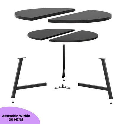 35.4'' Round Coffee Table, Modern 2-Tier Coffee Table for Living Room