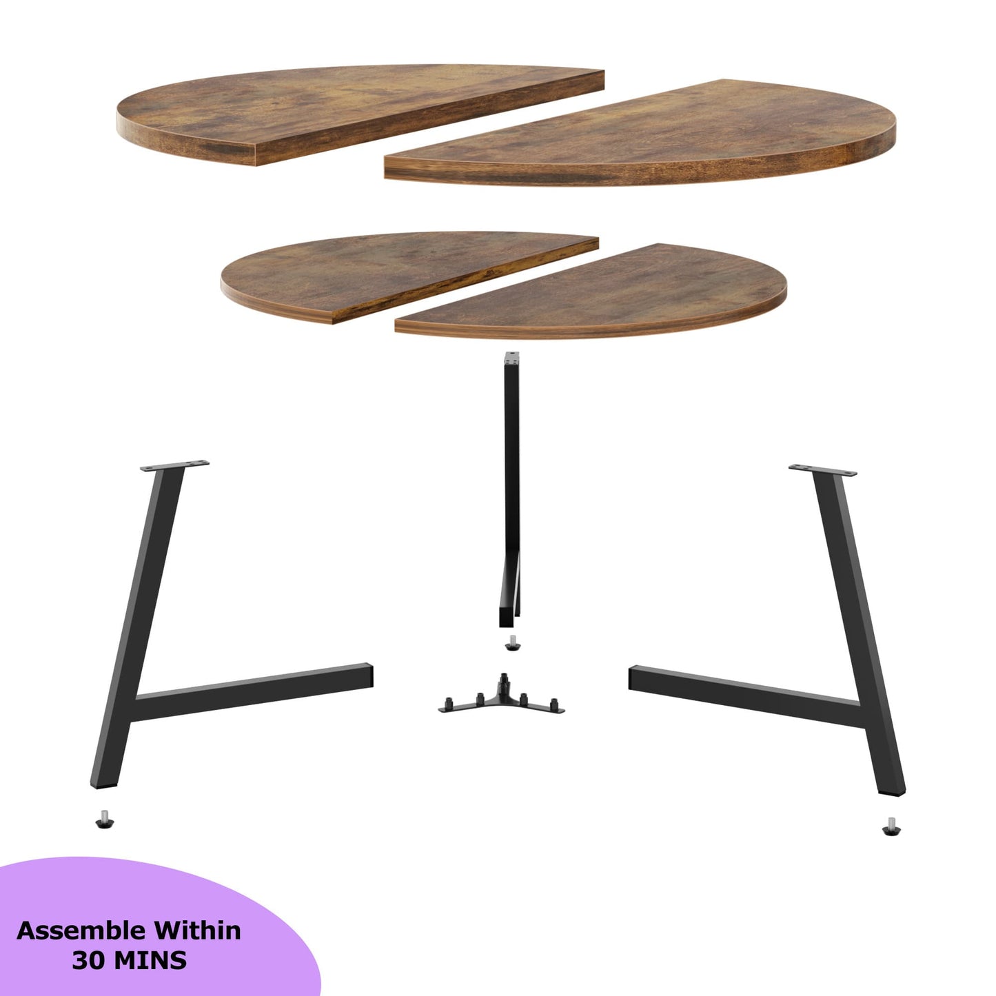 35.4'' Round Coffee Table, Modern 2-Tier Coffee Table for Living Room