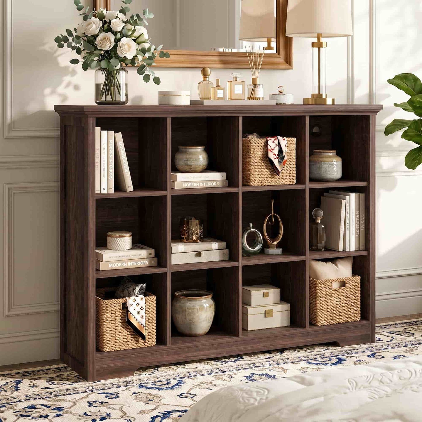 12 Cube Organizer Cabinet with Charging Station & USB Ports