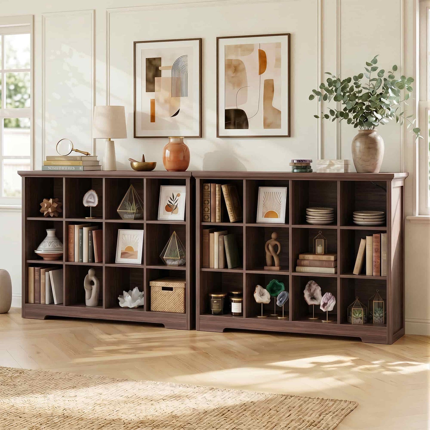 12 Cube Organizer Cabinet with Charging Station & USB Ports