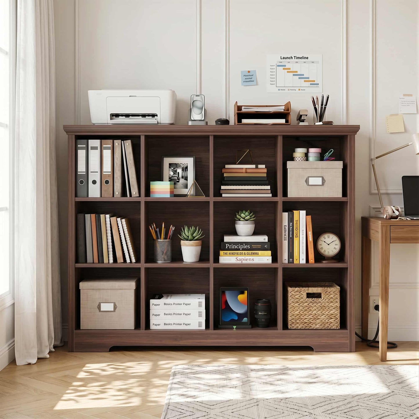 12 Cube Organizer Cabinet with Charging Station & USB Ports
