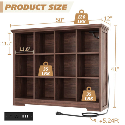 12 Cube Organizer Cabinet with Charging Station & USB Ports