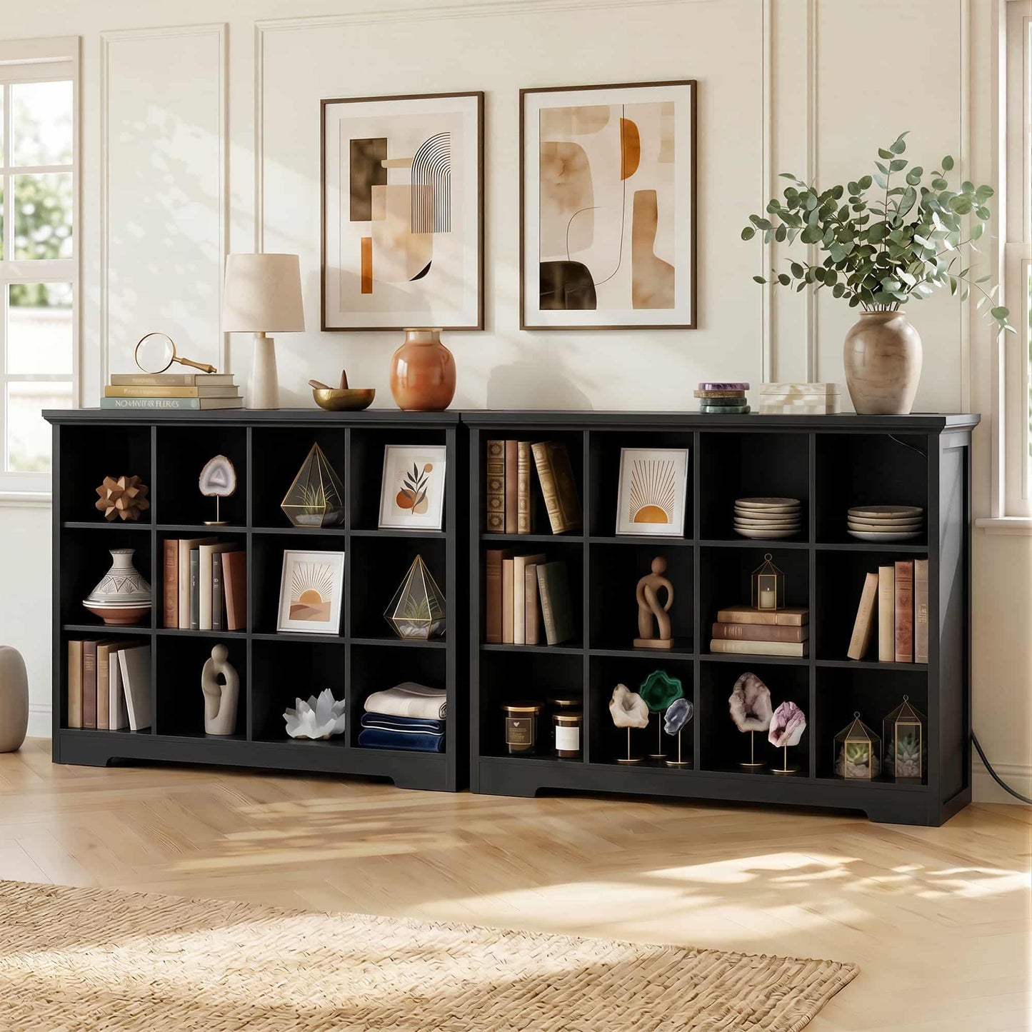 12 Cube Organizer Cabinet with Charging Station & USB Ports
