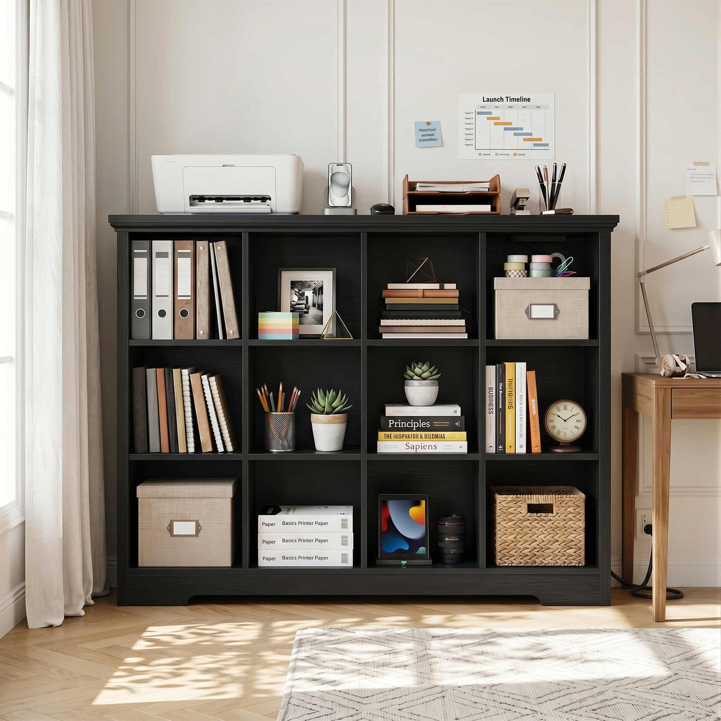 12 Cube Organizer Cabinet with Charging Station & USB Ports