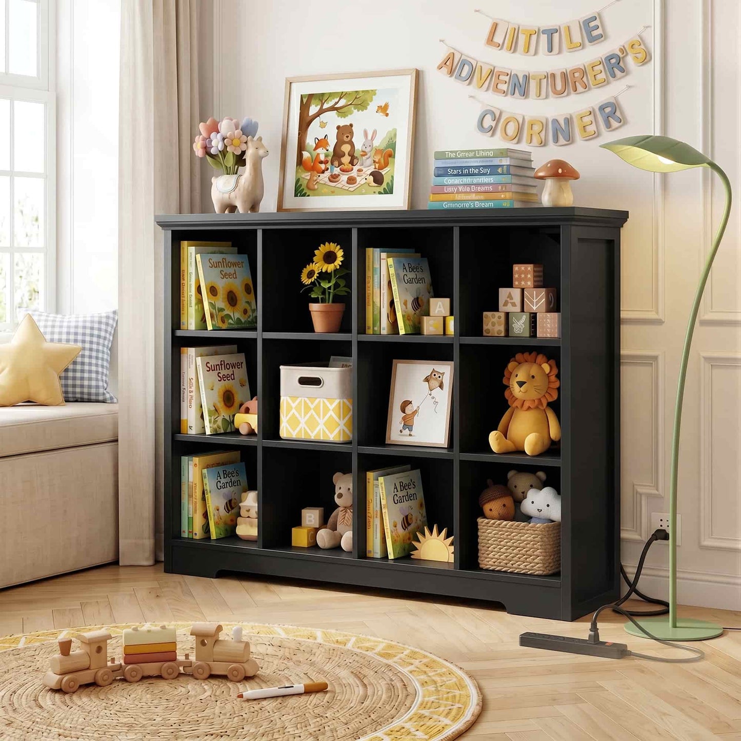 12 Cube Organizer Cabinet with Charging Station & USB Ports