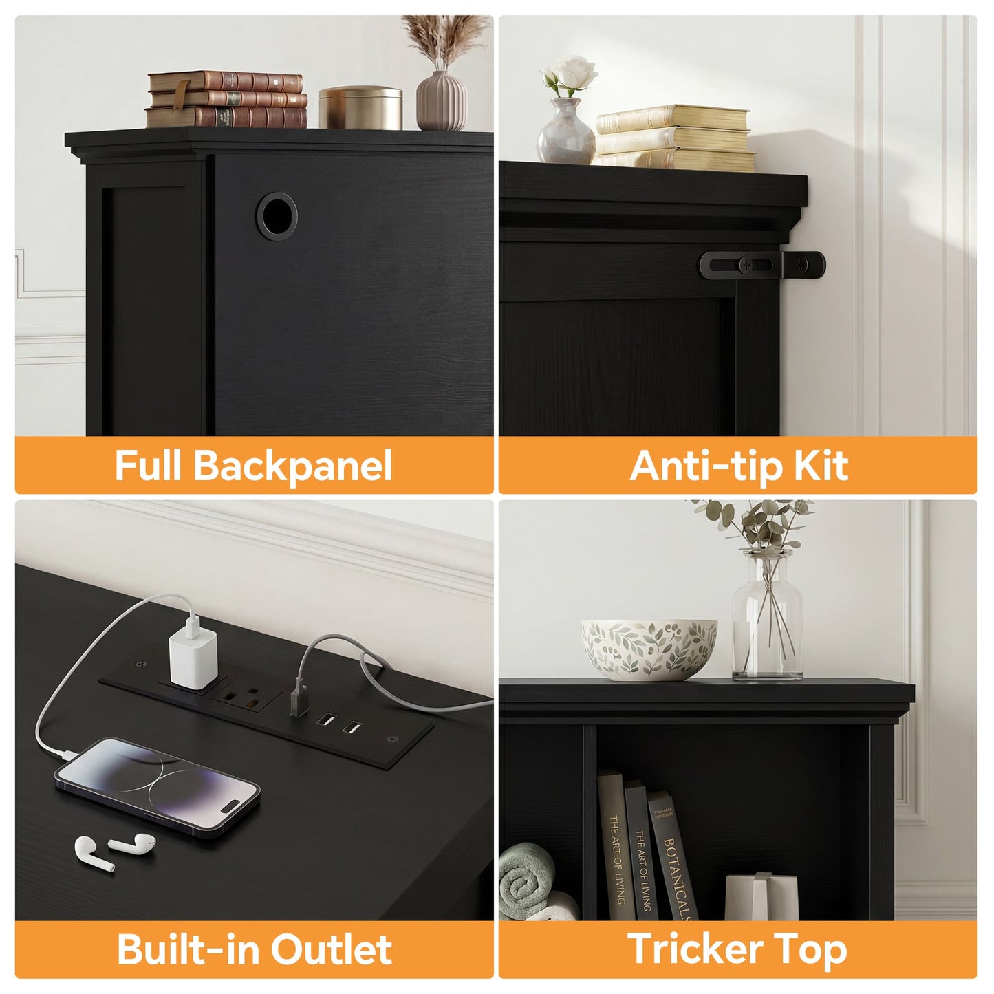 12 Cube Organizer Cabinet with Charging Station & USB Ports