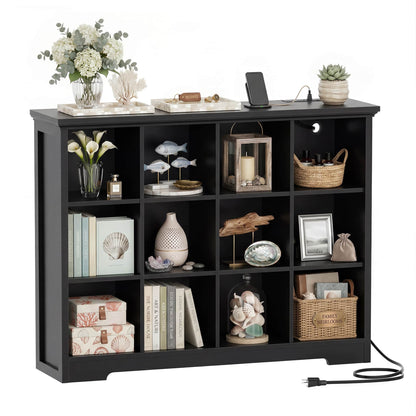 12 Cube Organizer Cabinet with Charging Station & USB Ports