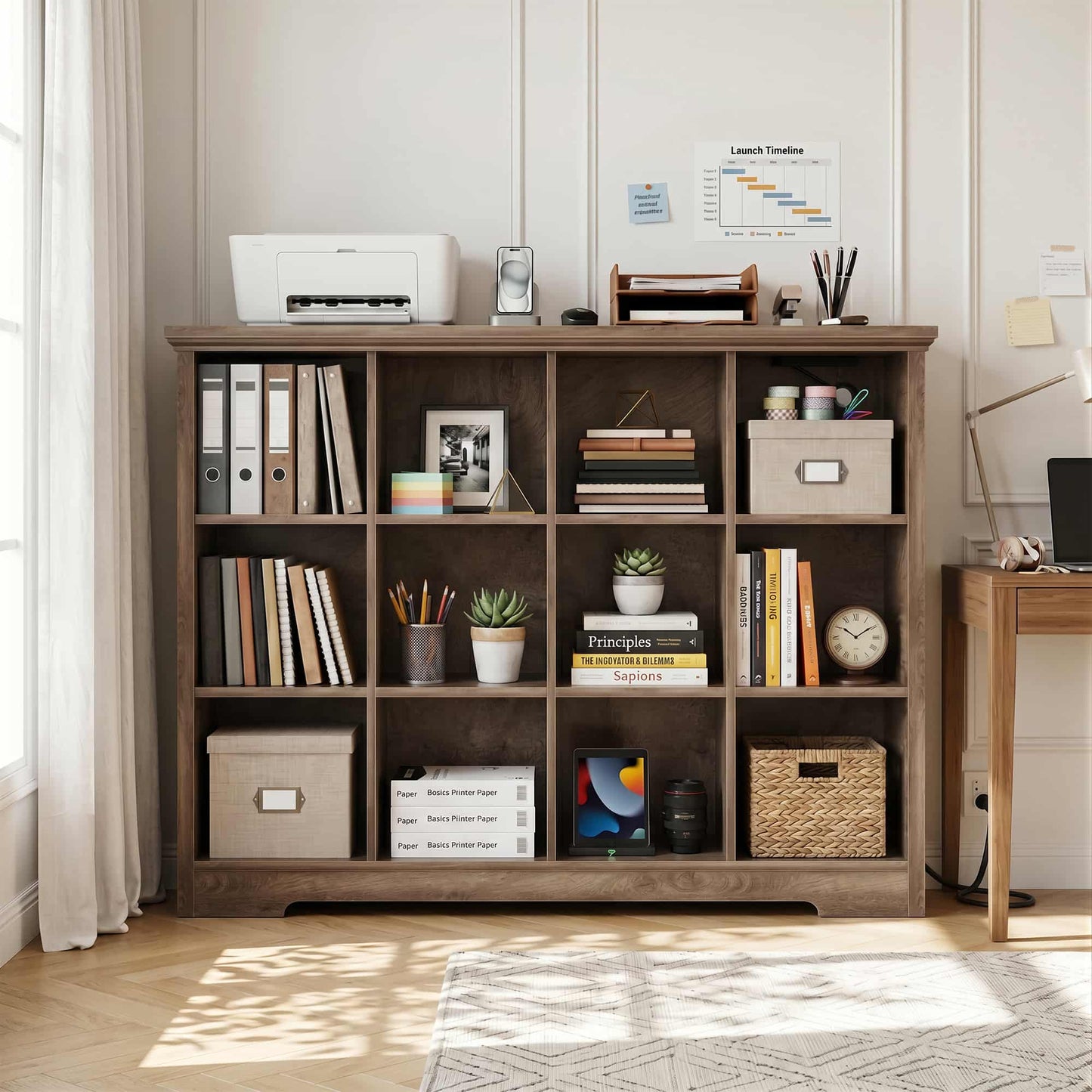 12 Cube Organizer Cabinet with Charging Station & USB Ports