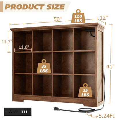 12 Cube Organizer Cabinet with Charging Station & USB Ports